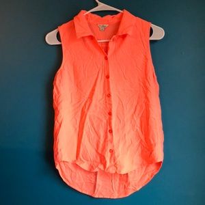 Guess orange button down blouse